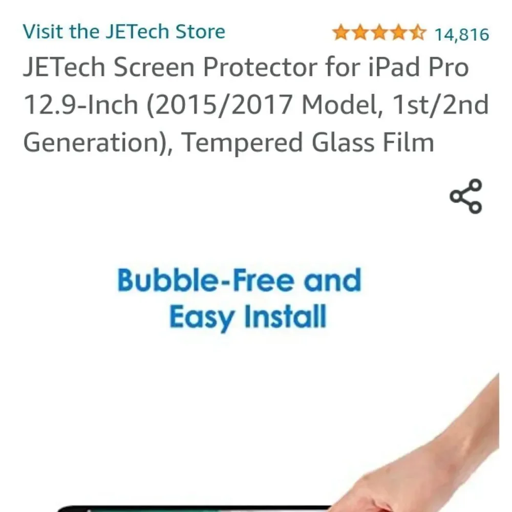 JETech Screen Protector for iPad Pro 12.9-Inch (2015/2017 Model, 1st/2nd Generat